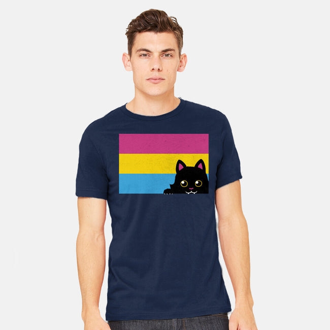 Peeking Cat Pan Flag-Mens-Heavyweight-Tee-tobefonseca