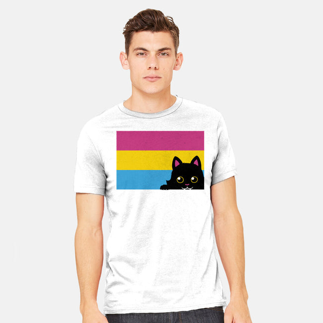 Peeking Cat Pan Flag-Mens-Heavyweight-Tee-tobefonseca