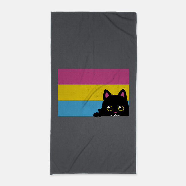 Peeking Cat Pan Flag-None-Beach-Towel-tobefonseca