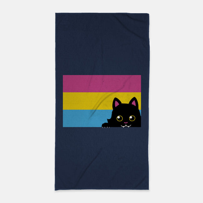 Peeking Cat Pan Flag-None-Beach-Towel-tobefonseca