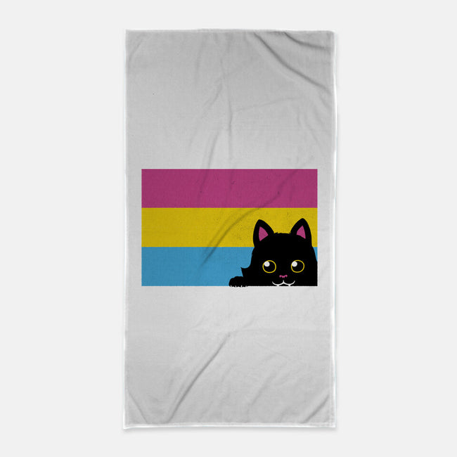 Peeking Cat Pan Flag-None-Beach-Towel-tobefonseca