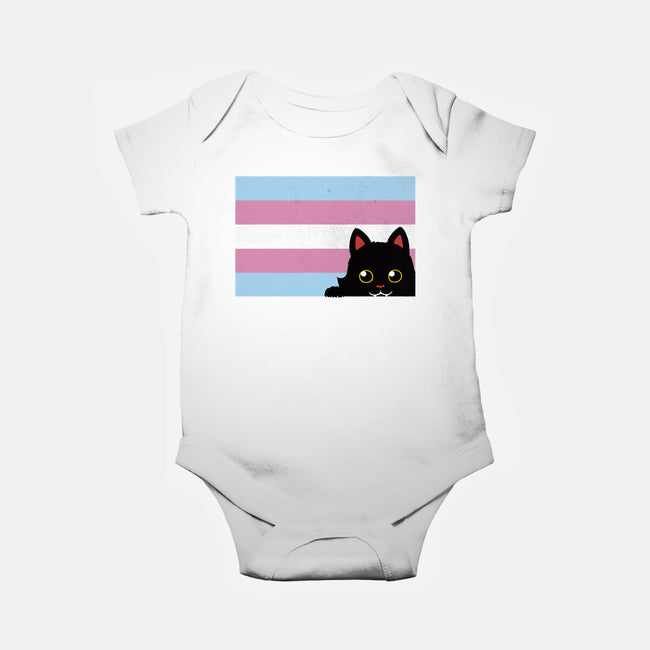 Peeking Cat Trans Flag-Baby-Basic-Onesie-tobefonseca