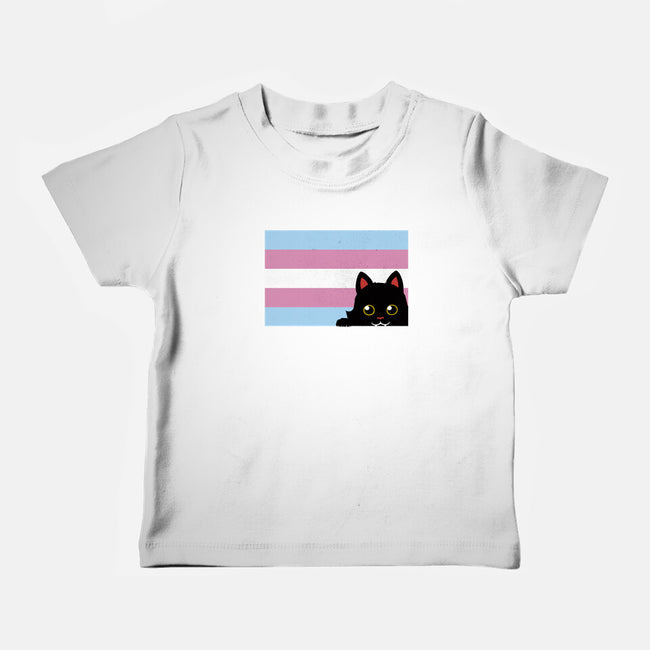 Peeking Cat Trans Flag-Baby-Basic-Tee-tobefonseca