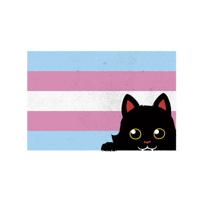 Peeking Cat Trans Flag-None-Stretched-Canvas-tobefonseca