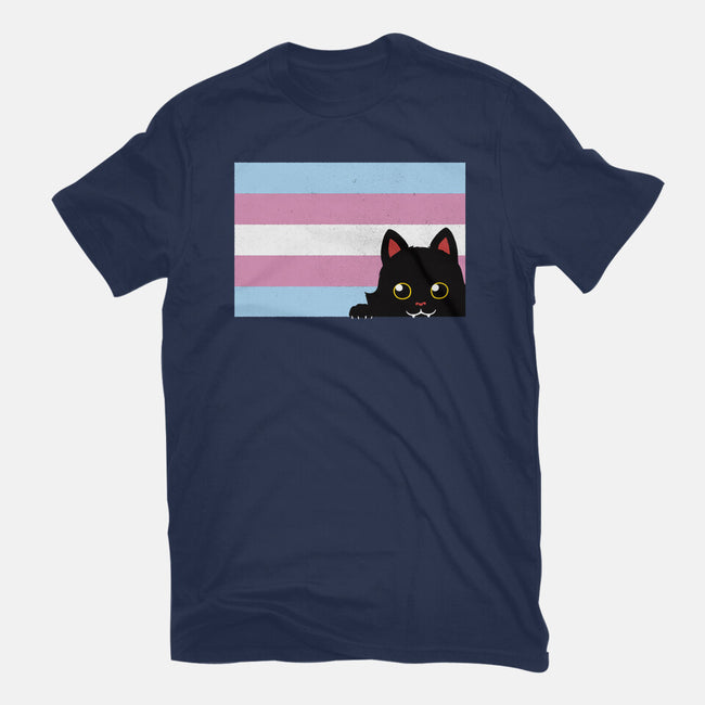 Peeking Cat Trans Flag-Unisex-Basic-Tee-tobefonseca