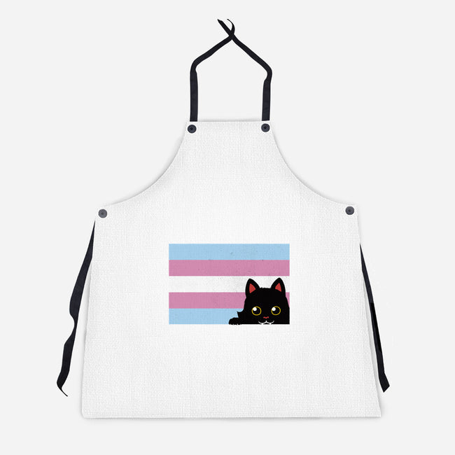 Peeking Cat Trans Flag-Unisex-Kitchen-Apron-tobefonseca