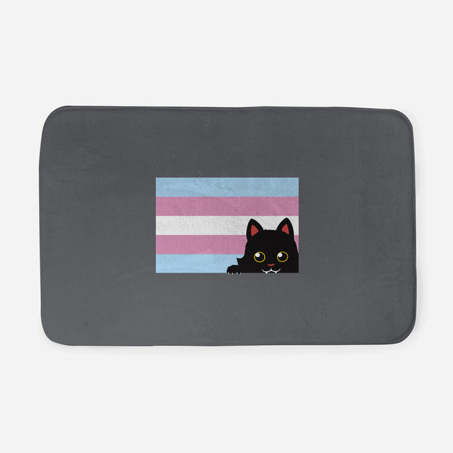 Peeking Cat Trans Flag-None-Memory Foam-Bath Mat-tobefonseca