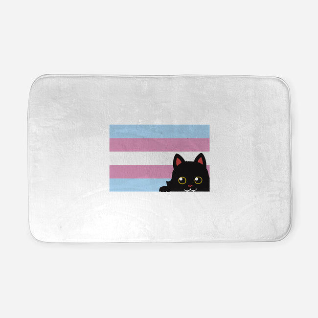 Peeking Cat Trans Flag-None-Memory Foam-Bath Mat-tobefonseca