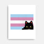 Peeking Cat Trans Flag-None-Stretched-Canvas-tobefonseca