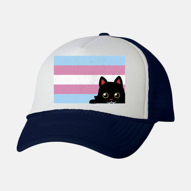 Peeking Cat Trans Flag-Unisex-Trucker-Hat-tobefonseca