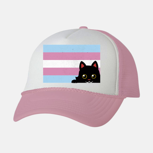 Peeking Cat Trans Flag-Unisex-Trucker-Hat-tobefonseca