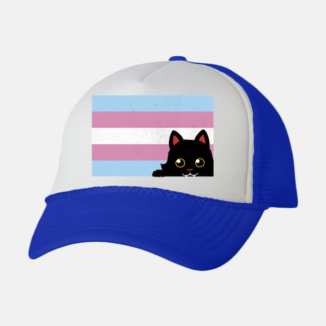 Peeking Cat Trans Flag-Unisex-Trucker-Hat-tobefonseca