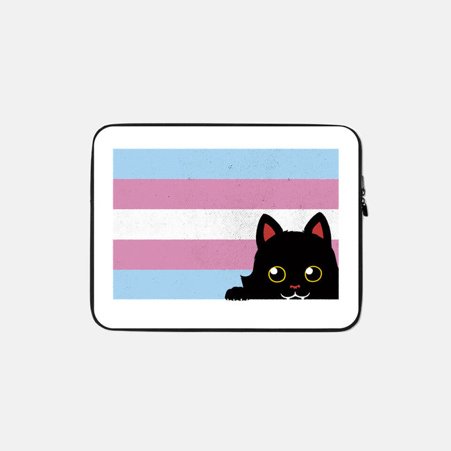 Peeking Cat Trans Flag-None-Zippered-Laptop Sleeve-tobefonseca