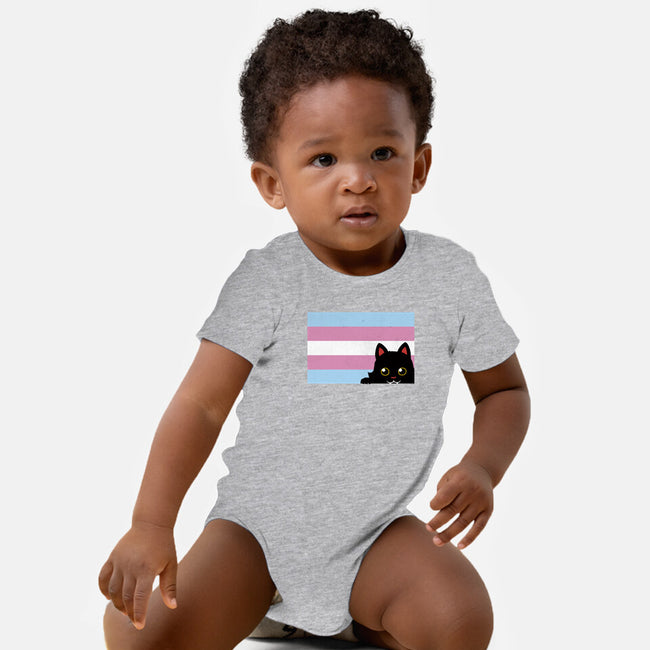 Peeking Cat Trans Flag-Baby-Basic-Onesie-tobefonseca