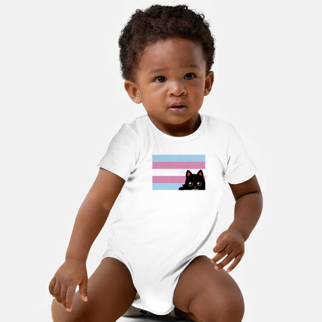 Peeking Cat Trans Flag-Baby-Basic-Onesie-tobefonseca