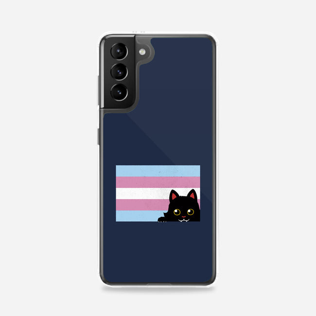 Peeking Cat Trans Flag-Samsung-Snap-Phone Case-tobefonseca