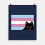 Peeking Cat Trans Flag-None-Matte-Poster-tobefonseca