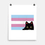 Peeking Cat Trans Flag-None-Matte-Poster-tobefonseca