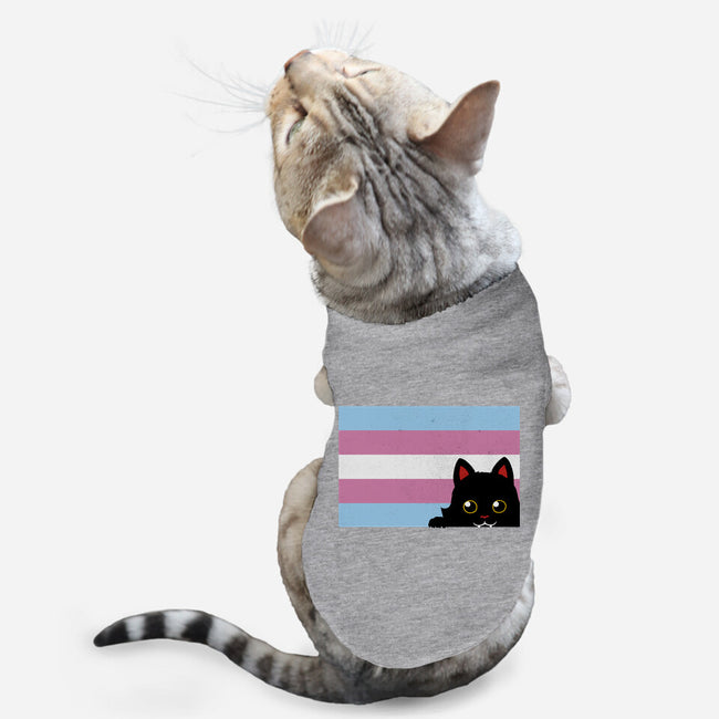 Peeking Cat Trans Flag-Cat-Basic-Pet Tank-tobefonseca