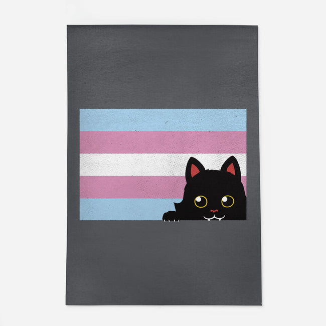 Peeking Cat Trans Flag-None-Indoor-Rug-tobefonseca
