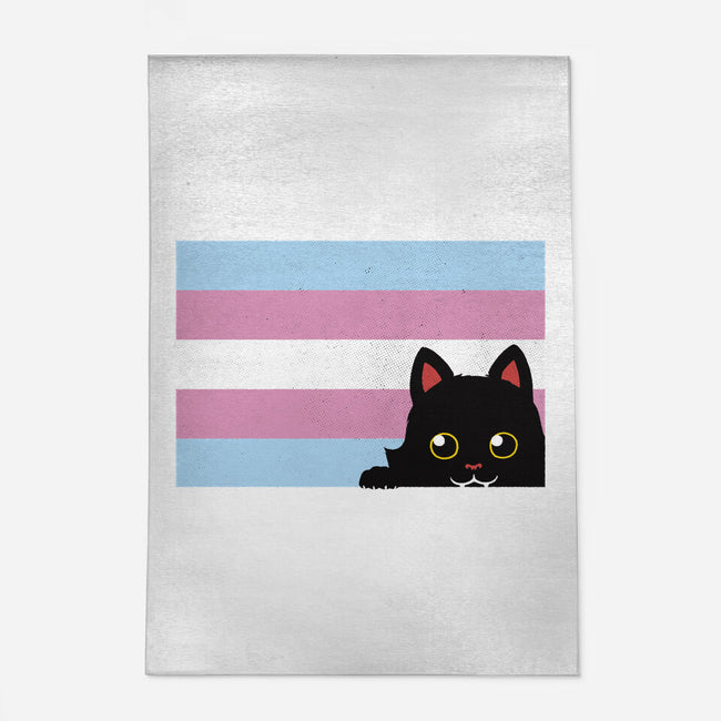 Peeking Cat Trans Flag-None-Indoor-Rug-tobefonseca