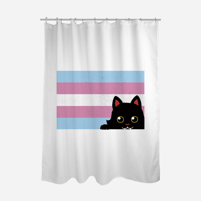 Peeking Cat Trans Flag-None-Polyester-Shower Curtain-tobefonseca