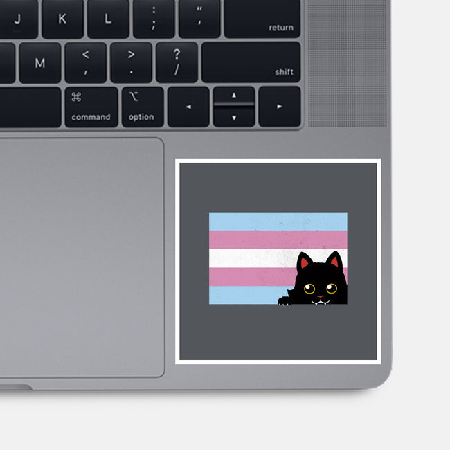 Peeking Cat Trans Flag-None-Glossy-Sticker-tobefonseca