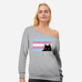 Peeking Cat Trans Flag-Womens-Off Shoulder-Sweatshirt-tobefonseca