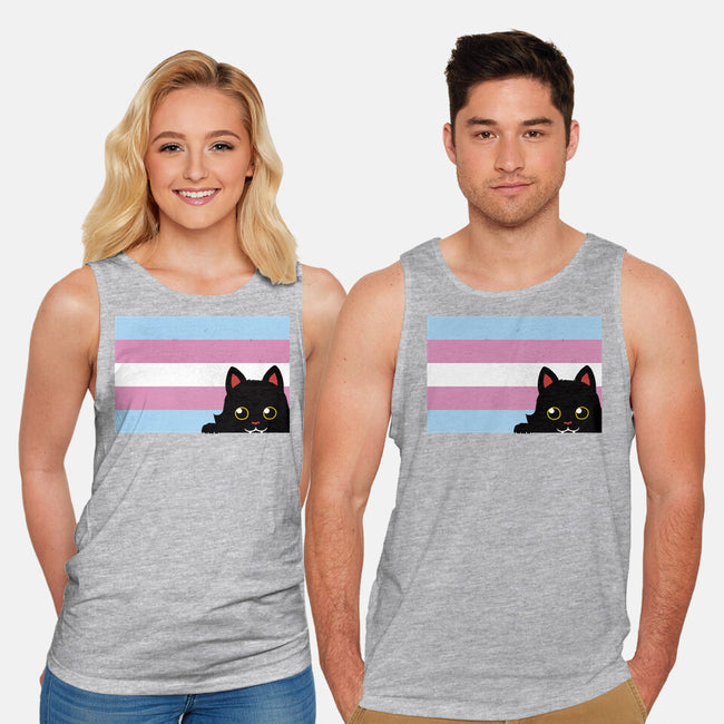 Peeking Cat Trans Flag-Unisex-Basic-Tank-tobefonseca