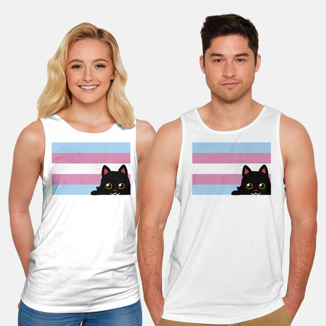 Peeking Cat Trans Flag-Unisex-Basic-Tank-tobefonseca