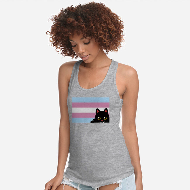 Peeking Cat Trans Flag-Womens-Racerback-Tank-tobefonseca