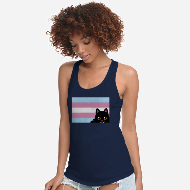 Peeking Cat Trans Flag-Womens-Racerback-Tank-tobefonseca