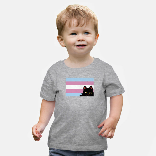 Peeking Cat Trans Flag-Baby-Basic-Tee-tobefonseca