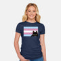 Peeking Cat Trans Flag-Womens-Fitted-Tee-tobefonseca