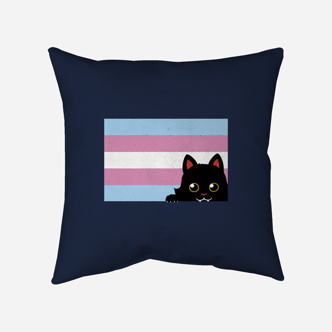 Peeking Cat Trans Flag-None-Removable Cover-Throw Pillow-tobefonseca