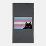 Peeking Cat Trans Flag-None-Beach-Towel-tobefonseca