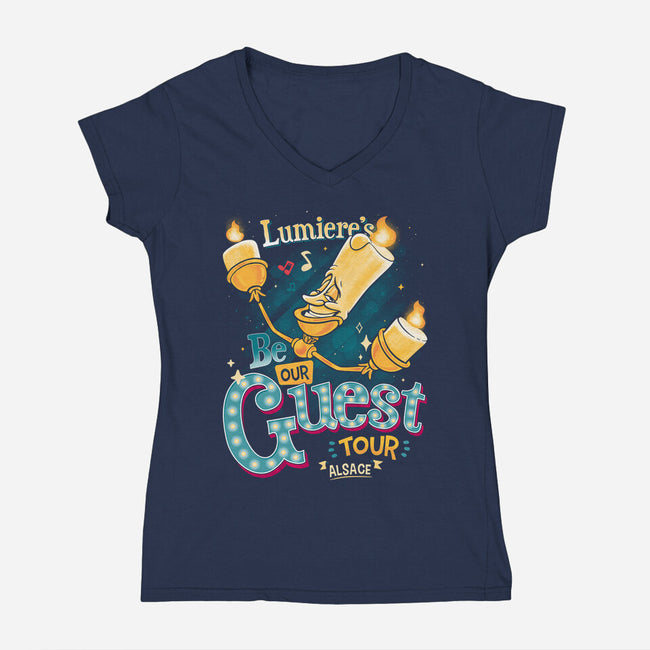 Be Our Guest Tour-Womens-V-Neck-Tee-teesgeex