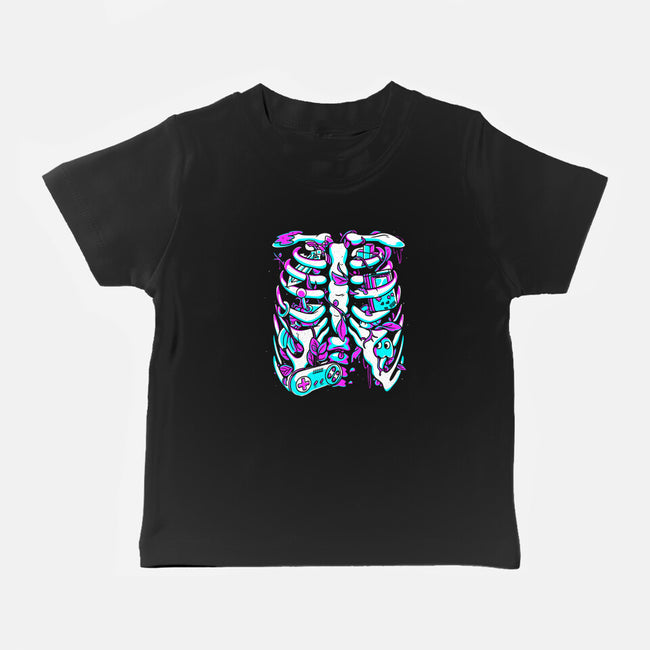 Retro Gaming Skeleton-Baby-Basic-Tee-estudiofitas