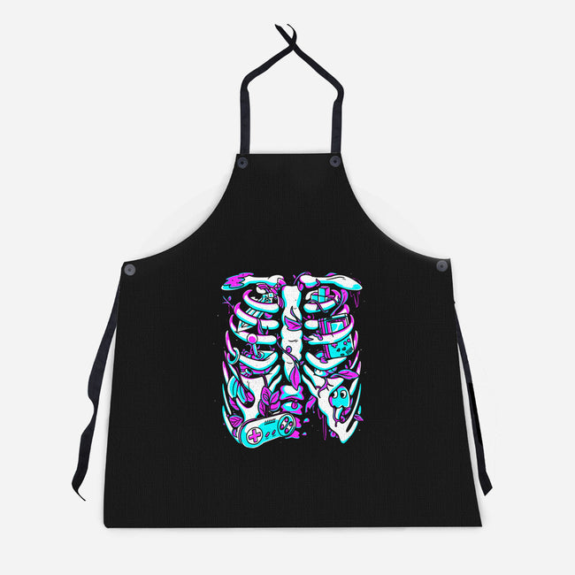 Retro Gaming Skeleton-Unisex-Kitchen-Apron-estudiofitas