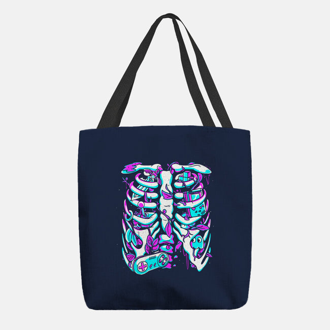 Retro Gaming Skeleton-None-Basic Tote-Bag-estudiofitas