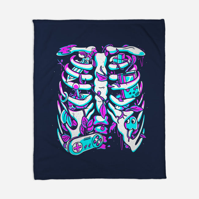 Retro Gaming Skeleton-None-Fleece-Blanket-estudiofitas