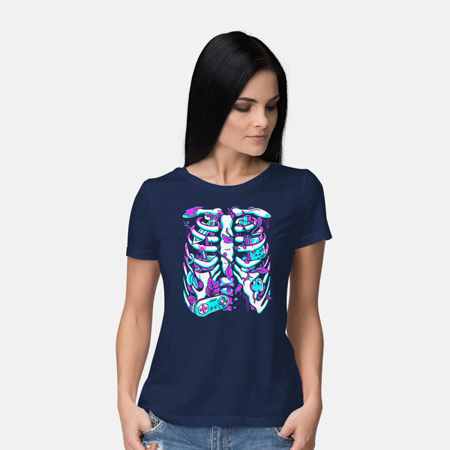 Retro Gaming Skeleton-Womens-Basic-Tee-estudiofitas