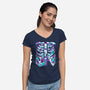 Retro Gaming Skeleton-Womens-V-Neck-Tee-estudiofitas