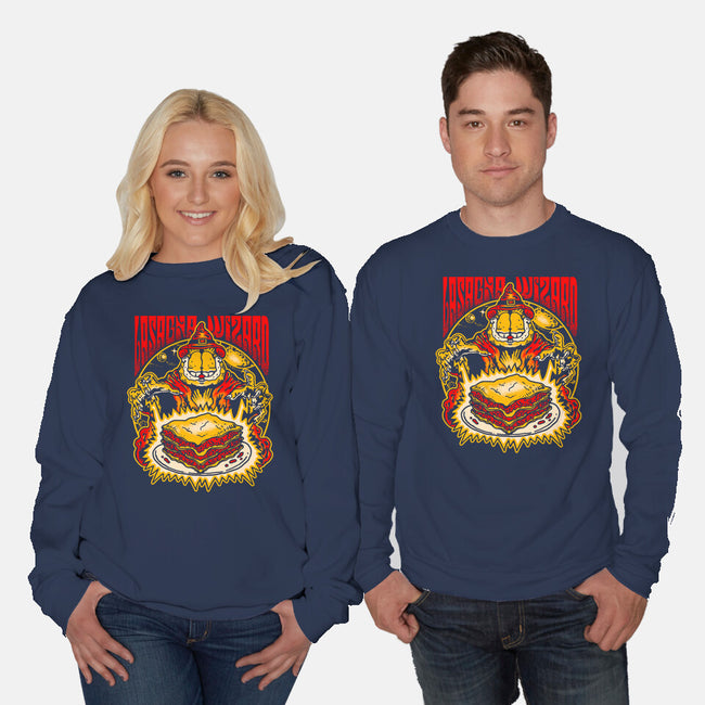 Lasagna Wizard-Unisex-Crew Neck-Sweatshirt-demonigote