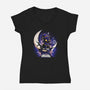 Cat Witch-Womens-V-Neck-Tee-Vallina84