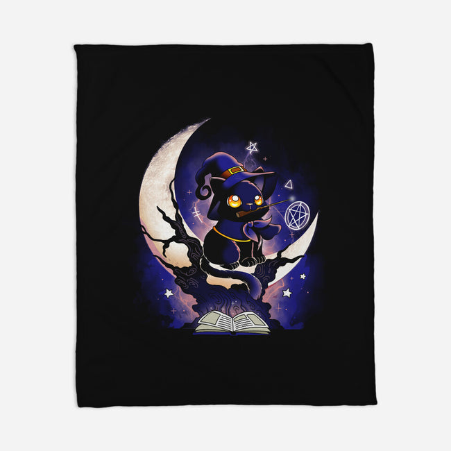 Cat Witch-None-Fleece-Blanket-Vallina84