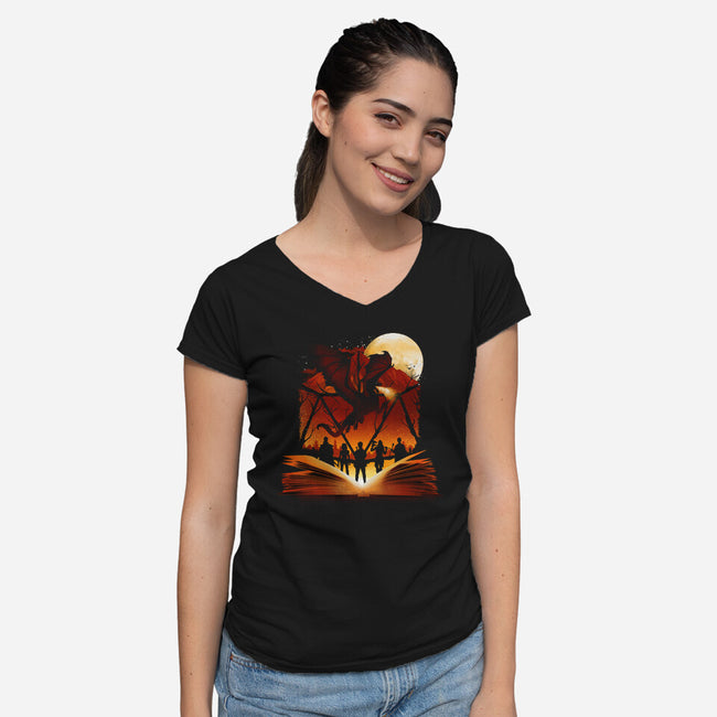 Book Of Dungeons And Dragons-Womens-V-Neck-Tee-dandingeroz