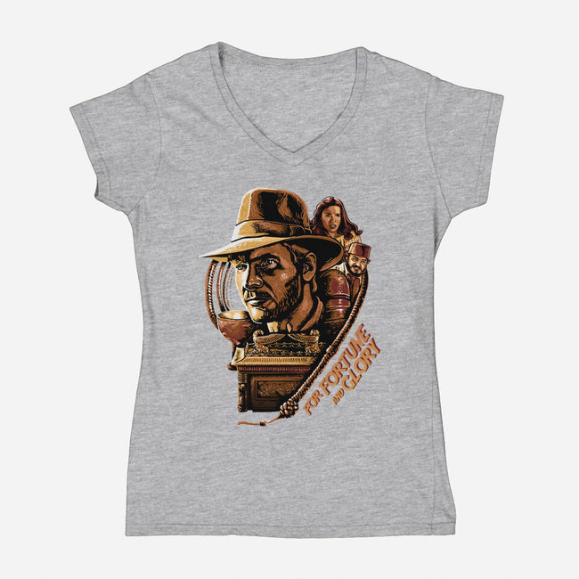 For Fortune And Glory-Womens-V-Neck-Tee-daobiwan