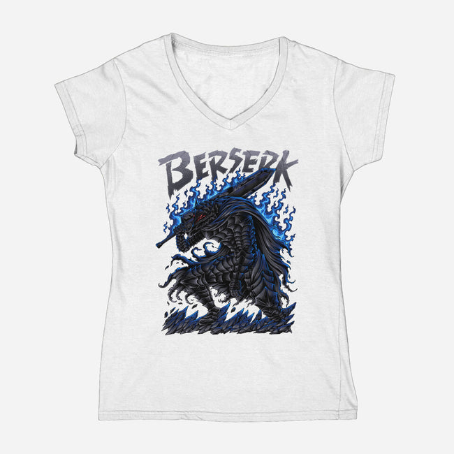 Lone Warrior-Womens-V-Neck-Tee-aleoarts
