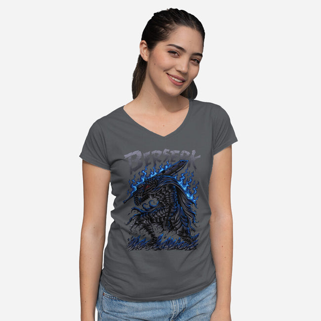 Lone Warrior-Womens-V-Neck-Tee-aleoarts